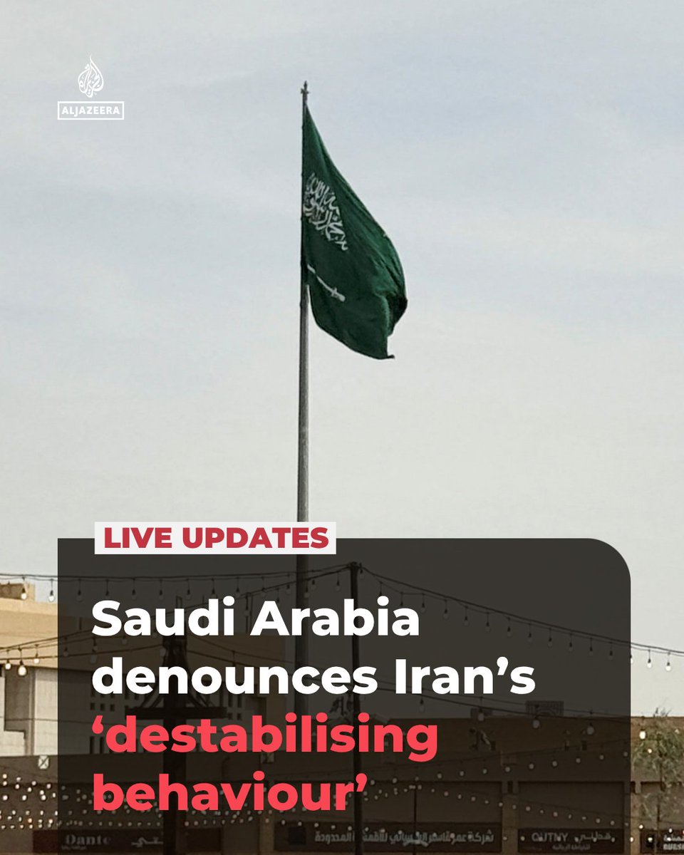 AJEnglish's tweet photo. Saudi Arabia’s foreign ministry has condemned Iranian attacks in the region, saying Tehran’s repeated targeting of commercial vessels violates international law and threatens the security and freedom of navigation.

🔴 LIVE updates: https://t.co/2gbfKRbXWz https://t.co/rs11FeZFmL