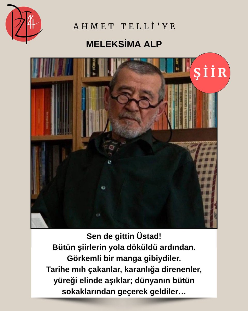 Pazartesi_14's tweet photo. Ahmet Telli, ardında sadece kitaplarını değil; direnişi, sevgiyi ve insan kalabilmenin ısrarını bıraktı. Şiirleri, her daim karanlığa karşı yürümeye devam edecek. Hoşça kal Üstat. Şiir, sesini taşımayı sürdürecek.
Meleksima Alp’in Ahmet Telli’ye vedası 
https://t.co/PVrriL8Sx0 da https://t.co/Vv6YTBplVT