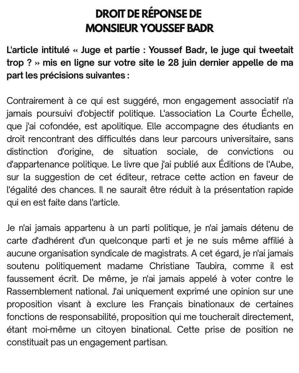 Youss_Badr's tweet photo. Suite à la parution dans le @leJDD du 28 juin d’un article contenant des fausses informations et une mise en garde à peine voilée, nous avons envoyé un droit de réponse dans les formes prescrites par la loi. 

Sans surprise, @leJDD refuse de le publier. 

Pas grave, le voici. https://t.co/2DHCsBA4EK