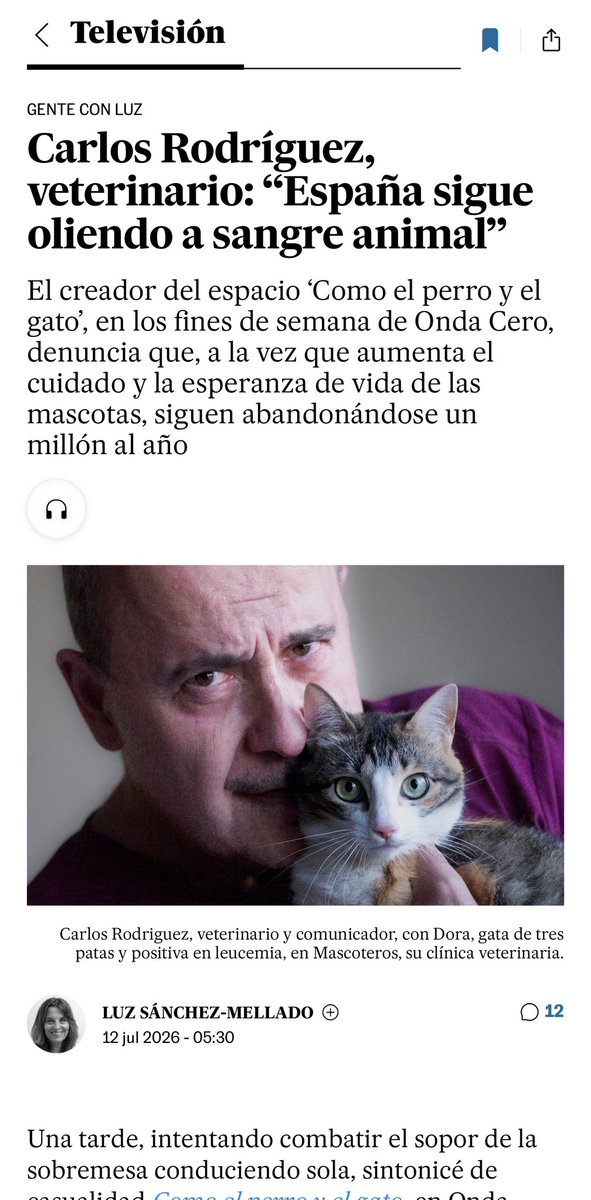 carlosmascotero's tweet photo. Gracias a Luz Sánchez-Mellado, y a @el_pais por esta entrevista. https://t.co/mO7DKISVOU