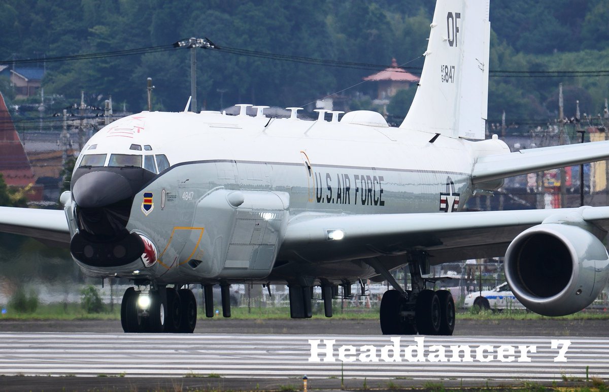 headdancer7's tweet photo. 横田基地 RC-135U
45thRS 55thWg OFbk 64-14847、
沖縄から台風避難🌀、
自分としては、良い感じで、
撮れてましたね～July 12th 2026。え https://t.co/McpKftsptc