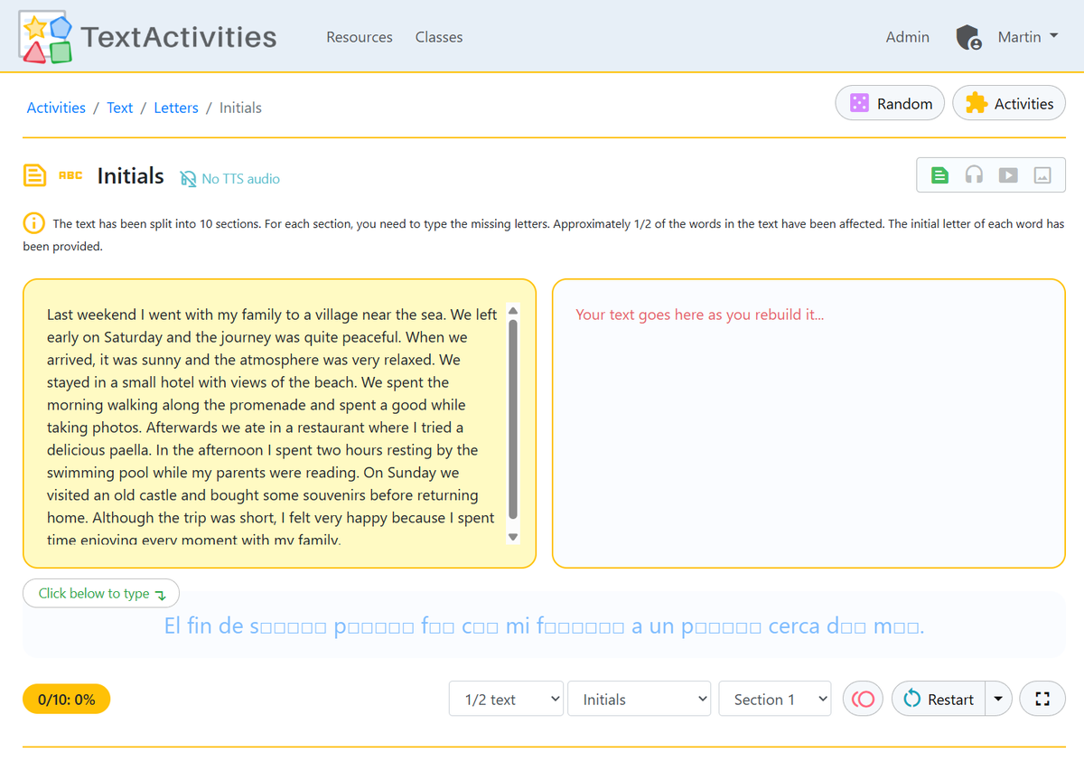 TextActivities's tweet photo. 100+ interactive activities are generated automatically, with formats such as
🔹reorder blocks of text
🔹reorder words
🔹fill gaps
🔹break the flow
🔹type the missing letters (with various scaffolds)

#mfltwitterati #mflchat #langchat https://t.co/wUG8rnQxm0