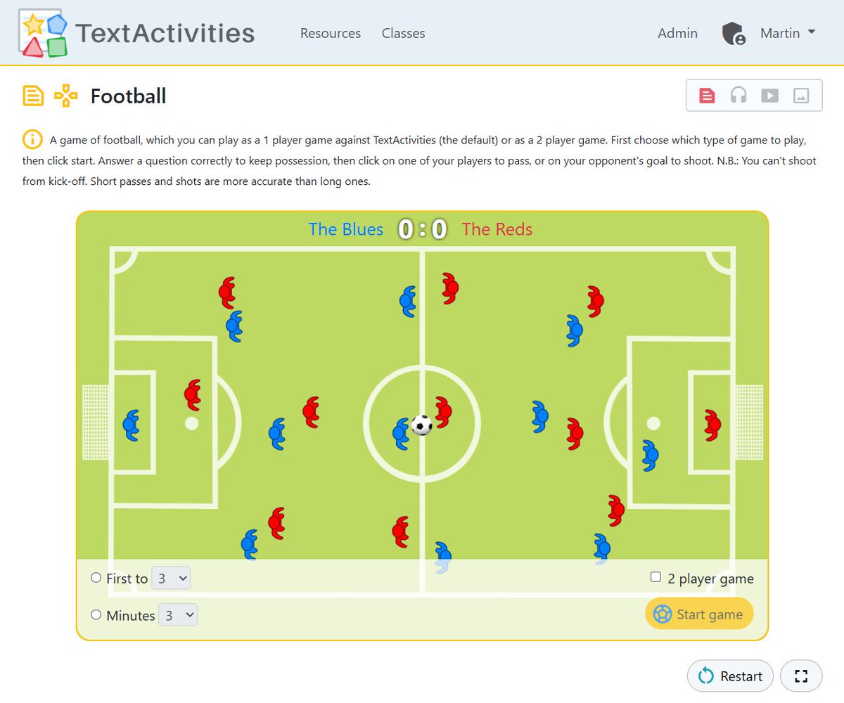 TextActivities's tweet photo. ... as well as various "gamier" activities such as:
🟡 Maze
⚽️ Football
🪱 Caterpillar
👾 Invaders
🐍 Snake
❌ 3 in a row, etc.

#mfltwitterati #mflchat #langchat https://t.co/oQgL0nHbzG