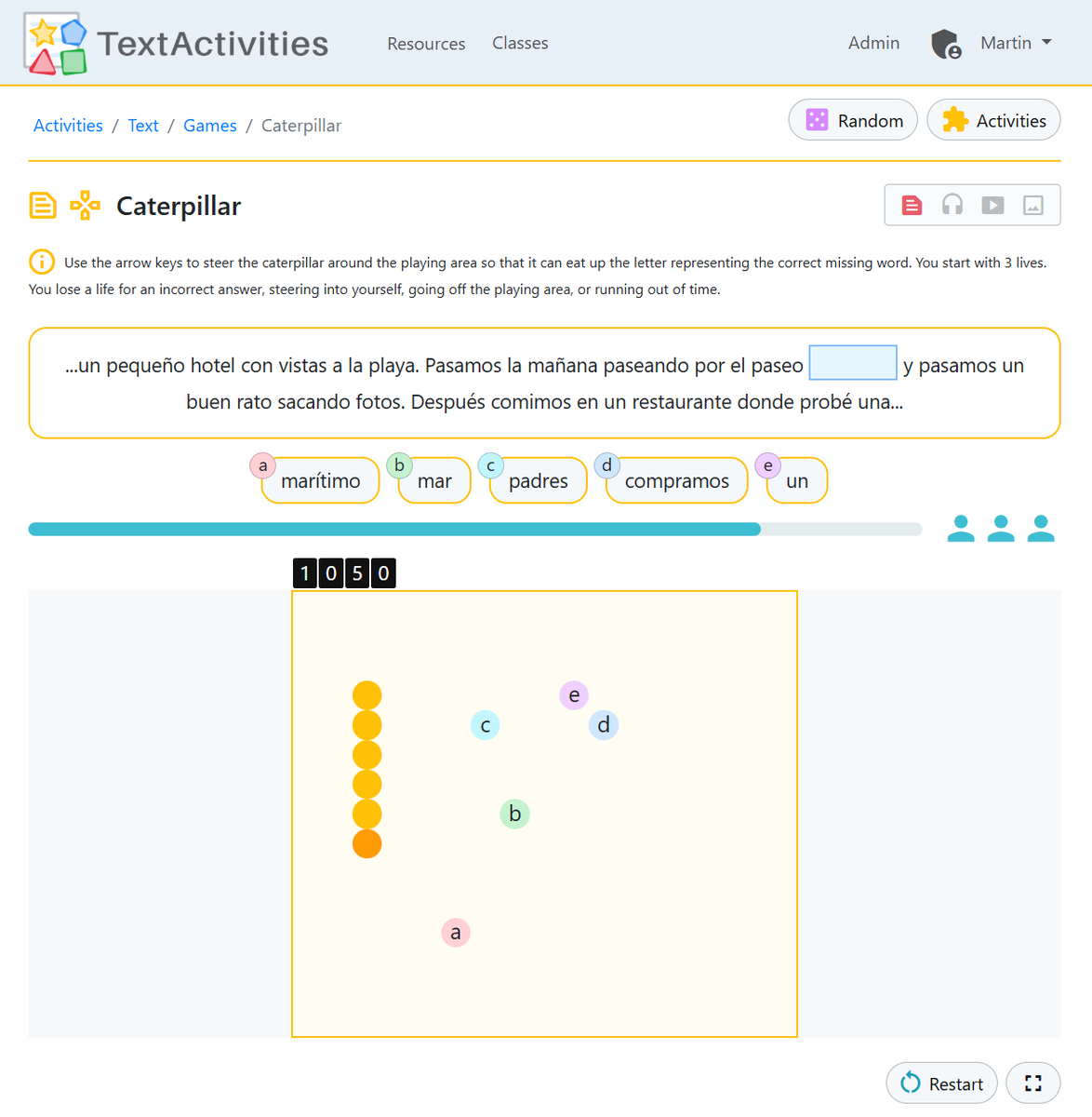 TextActivities's tweet photo. ... as well as various "gamier" activities such as:
🟡 Maze
⚽️ Football
🪱 Caterpillar
👾 Invaders
🐍 Snake
❌ 3 in a row, etc.

#mfltwitterati #mflchat #langchat https://t.co/oQgL0nHbzG