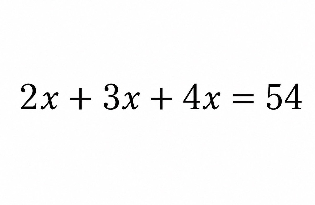 ytorbitwyn's tweet photo. Most people overthink this and get it wrong 😏
Only the sharp ones spot the trick instantly.  What is x?  Drop your answer below👇(no calculators allowed!) https://t.co/a5ZkR3EMZ1