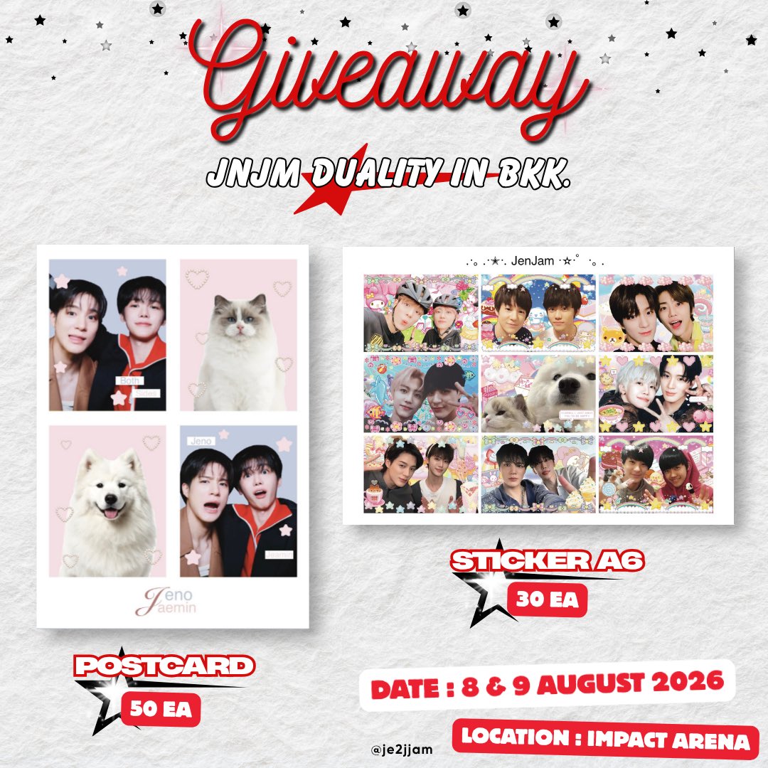 je2jaam's tweet photo. 🐶 pls kindly rt 🐰

giveaway jnjm fanmeeting in bkk ￼
: 8-9 Aug  (time : tba)
📍 Impact Arena
— rt or show vote &amp; stream jnjm

#NCTJNJM_FANMEETING_TOUR #NCTJNJM_FANMEETING_TOUR_DUALITY https://t.co/wGcaImlTUA