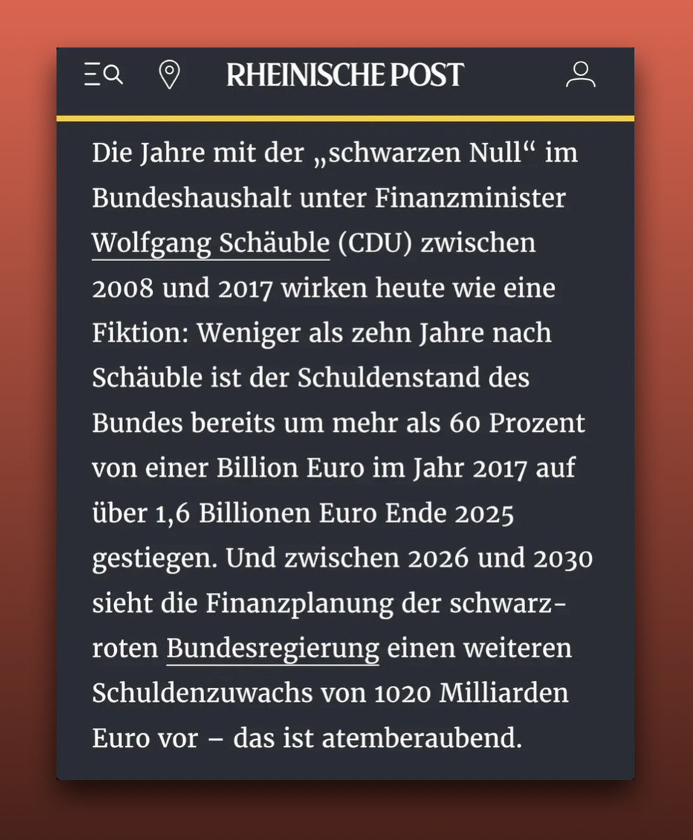rico_brick's tweet photo. Vor der Bundestagswahl im Februar 2025 hat sich Friedrich Merz strikt gegen neue Schulden ausgesprochen und die im Grundgesetz verankerte Schuldenbremse eisern verteidigt. Seine Positionierung war ein zentraler Pfeiler des Unions-Wahlkampfs.

Zentrale Aussagen vor der Wahl

Auskommen mit Steuereinnahmen: 
Merz betonte wiederholt, dass der deutsche Staat jährlich rund 1000 Milliarden Euro (eine Billion) an Steuern einnehme und eine solide Haushaltsführung damit problemlos auskommen müsse.

Unverantwortlichkeit neuer Kredite: 
Er bezeichnete die Aufnahme weiterer Schulden als „unverantwortlich“ und argumentierte, dass dies zulasten der nachfolgenden Generationen gehe. Die Schuldenbremse fungiere hierbei als Schutz für die Steuerzahler von morgen.

Keine Grundgesetzänderung vor der Wahl: 
Pläne der damaligen Ampel-Koalition zu einer Lockerung lehnte er entschieden ab. Er stellte im Deutschlandfunk klar, dass seine Fraktion „kurz vor Toresschluss“ vor der Neuwahl keinesfalls einer Aufweichung der Schuldenbremse zustimmen werde.

Aber, dass Politiker lügen, mag im Bundestag die Bundestagspräsidentin Julia Klöckner nicht hören und sanktioniert Abgeordnete mit Ordnungsrufen, wenn sie sich nicht daran halten.
