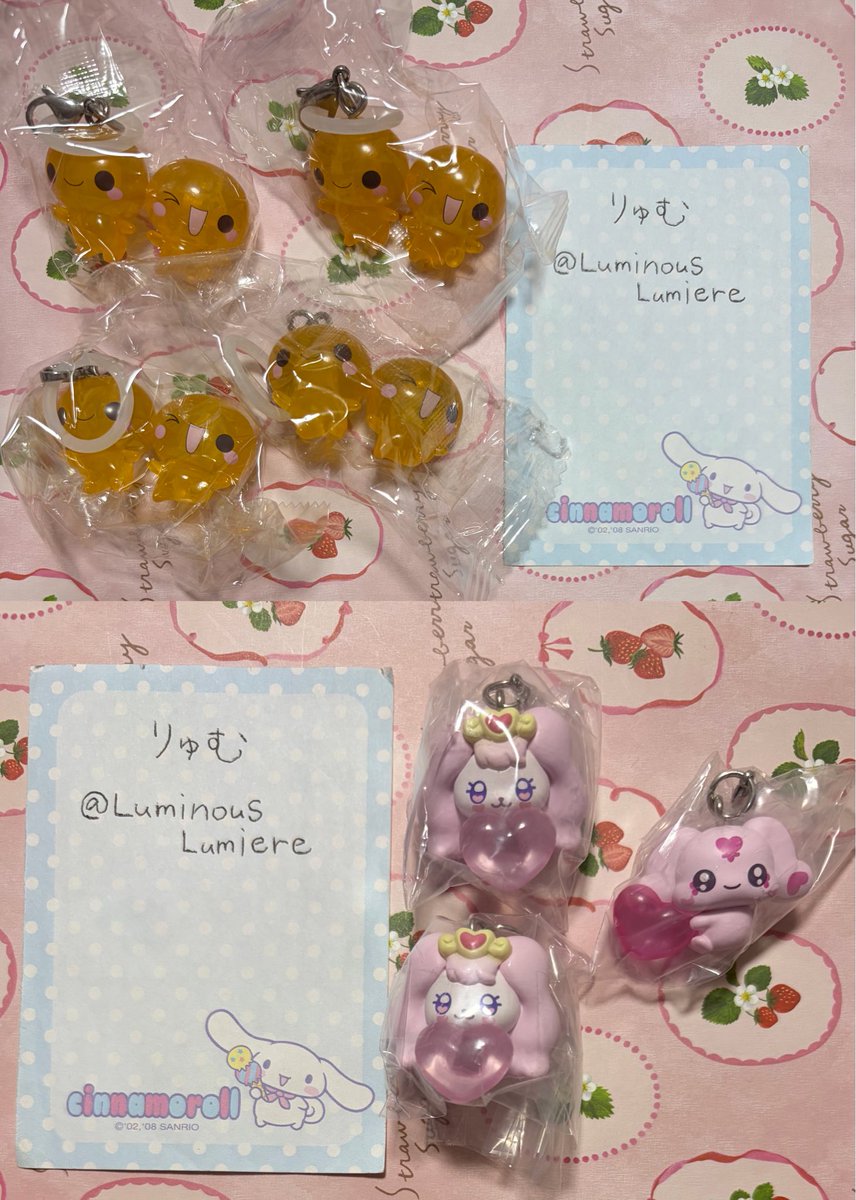 LuminousLumiere's tweet photo. めじるしアクセサリー 異種 交換

求:画像1 シナモン シナモロール マイメロディ マイメロ とっとこハム太郎 ちび丸ちゃん マフラーちゃん シュガーバニーズ しろうさ ストロベリーうさ ももうさ はなうさ
譲:画像2〜4 サンリオ ジュエルペット ポケピース ちいかわ 平成ファンシー ぷちきゅあ https://t.co/6bnDV0aycc