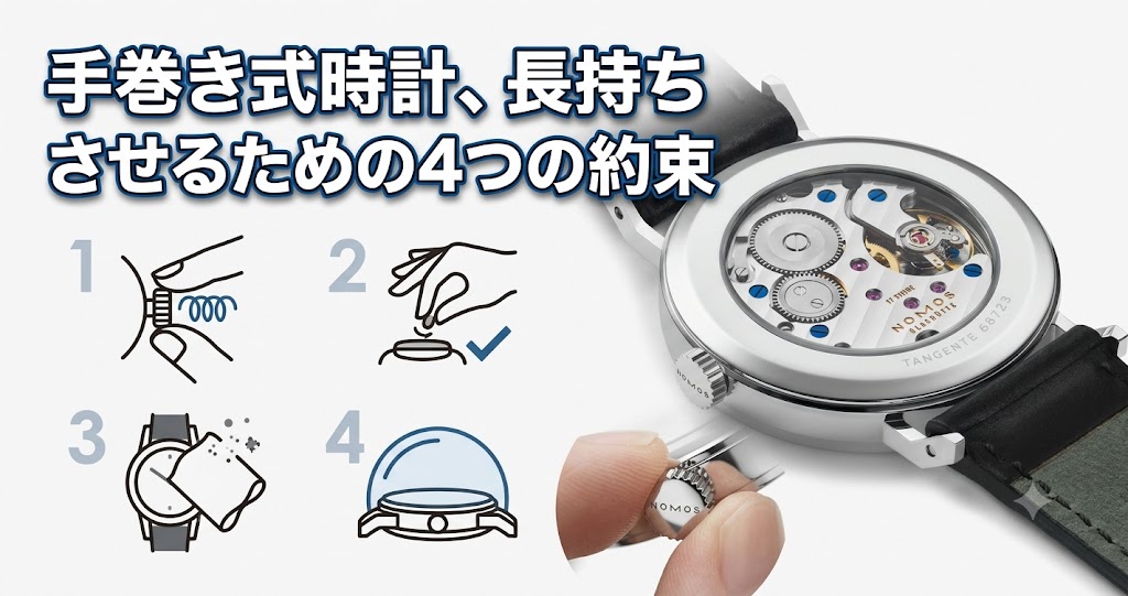 tenshodo2's tweet photo. ノモスのような機械式の手巻き時計を長く愛用するために、日常の巻き方や保管方法。よろしくどーぞ

https://t.co/TC9RU64JtM https://t.co/YPYlQNgRpE