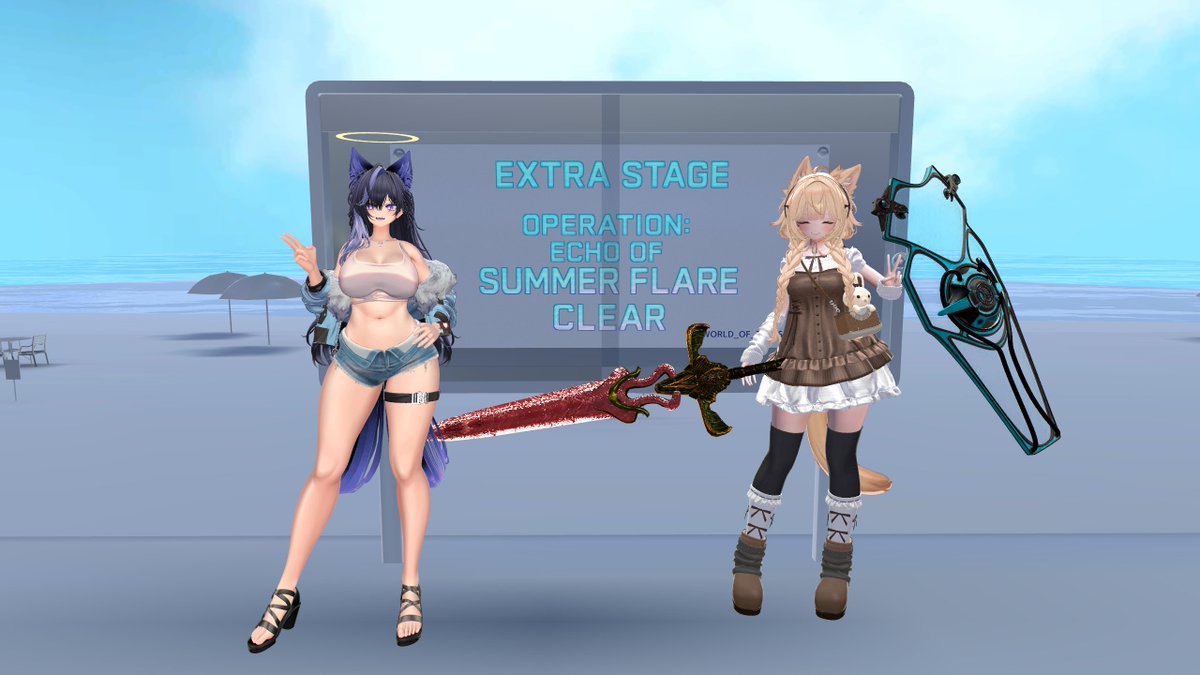 a8a__UTxTU's tweet photo. WORLD OF THE SOULのSUMMER FLAREクリアしたよー！！！🌞🌊
ラスボス戦でラスト一撃まで削って、トドメ譲るために死んでったｲｹﾒﾝ死者とパシャリ📸 https://t.co/qzGnE1gs7U