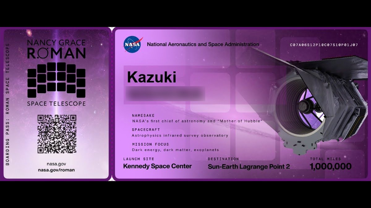 nishikazu_robo's tweet photo. #NASA の『ナンシー・グレース・ローマン宇宙望遠鏡』( #NGRST )の打ち上げを記念したSend Your Nameキャンペーンの搭乗券, 僕も入手しました!🛰🔭
申し込みは本日6月12日まで, ご興味のある方はお早めに.
Send Your Name with Nancy Roman
https://t.co/9Q6zugzpvd https://t.co/cyNtZidYr5