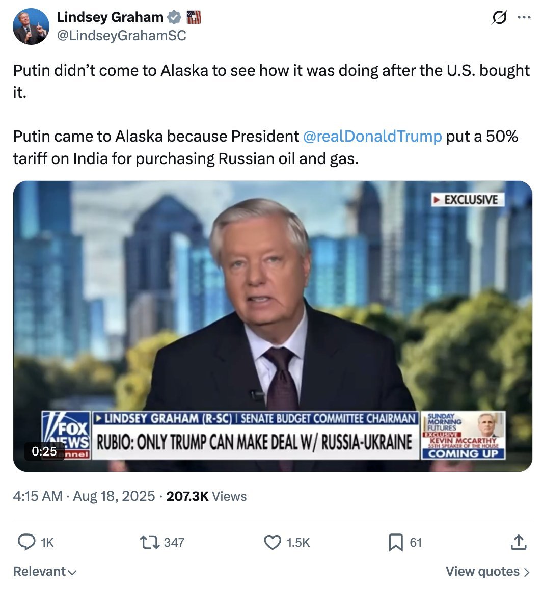 KSHARMAAVINASH's tweet photo. U.S. Senator Lindsey Graham, known for his anti-India stance, died suddenly after a brief illness shortly after returning from a trip to Ukraine. https://t.co/TO8s8ld6IX