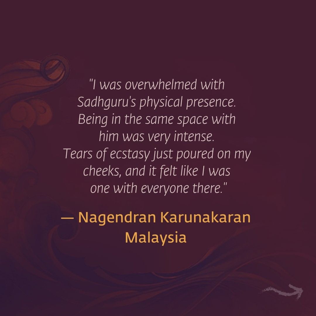 ishafoundation's tweet photo. Sadhguru will be personally conducting the ""Soak in Ecstasy of Enlightenment"" full-day experiential program in Kuala Lumpur, Malaysia. This is not merely a program or an event. This is an immense wave of grace and energy. This is an opportunity to be swept away in nameless ecstasies in Sadhguru’s presence.

Find out more: https://t.co/YSeL04LKxl