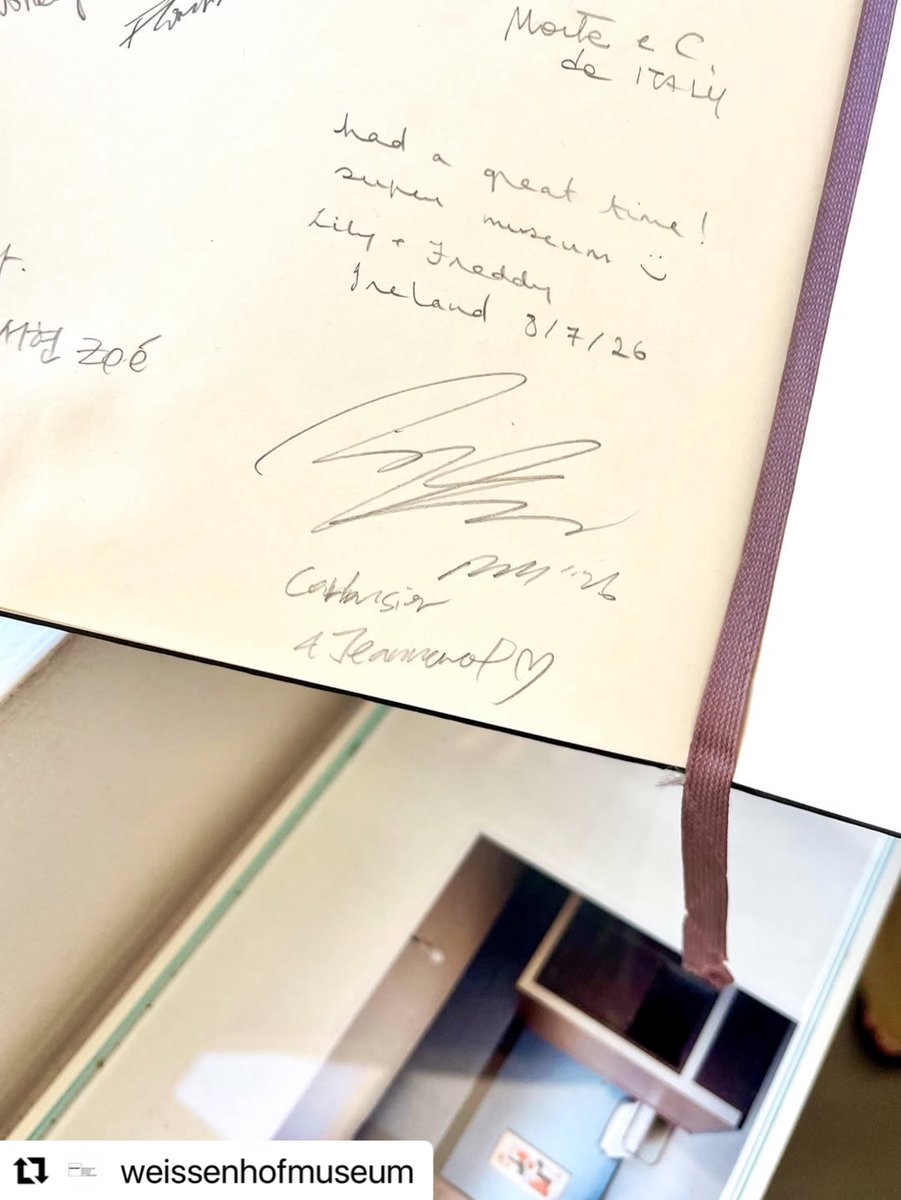 naomeowmeow's tweet photo. The way Namjoon found that perfect, clean space in the bustling guestbook to leave his signature... and that thoughtful "RM '26" right beside it. I'm actually crying 🩵 he is too precious. https://t.co/tAXi1wOR42