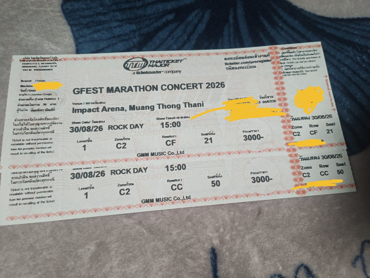 tomyword_bream's tweet photo. ปล่อยบัตร Marathon 
วันที่ 30 Rock day
โซน C2  แถว CC 50  1 ใบ
มี +ค่ากดค่ะ
ทักสอบถามได้ค่ะ 
นัดชนมือเท่านั้น
สามารถนัดรับที่ mrt BTS  นนทบุรี
#Marathonconcert https://t.co/38GZetc64C