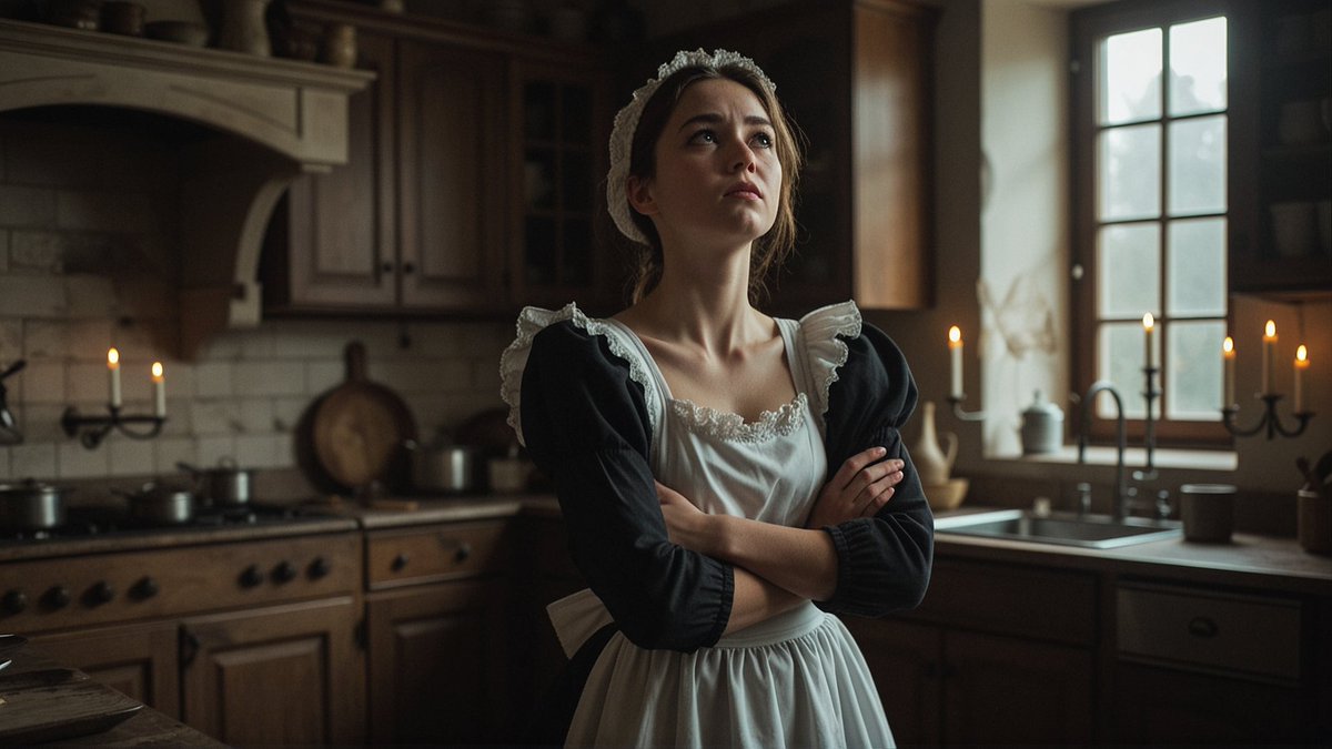 ManorThe39902's tweet photo. No rest for the servants—get to work and stop sulking.
#TheManor
#ManorLife
#AIArt https://t.co/WLZnexFQLs