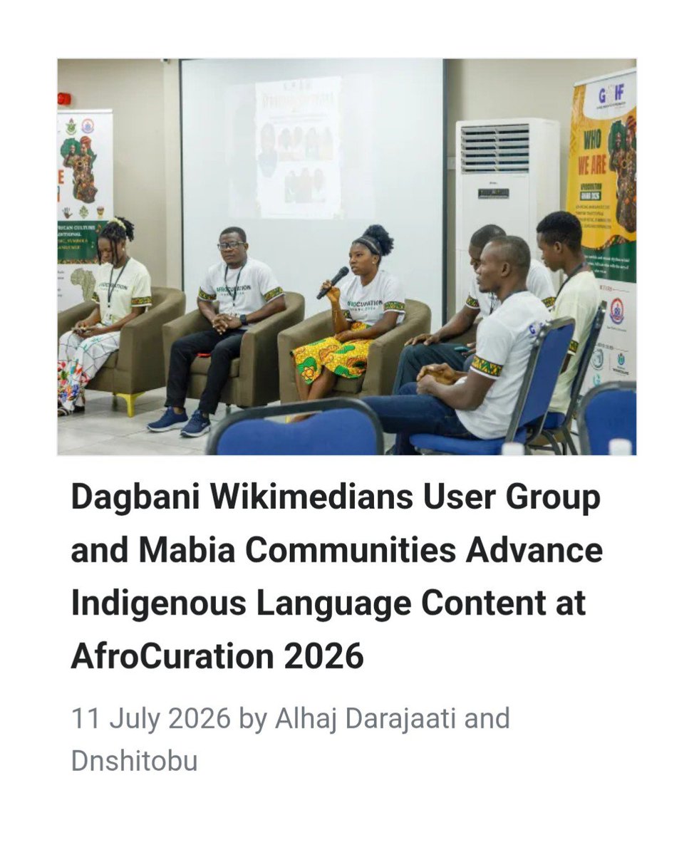 AfrocurationGh's tweet photo. #AfroCurationGhana
Dagbani Wikimedians User Group and Mabia Communities record 92 new articles and create 37 Wikimedia accounts after participating in #AfroCurationGhana2026 at KNUST ๐จโ๐ป๐ฅ
Source: @dagbanliwiki
#AfroCurationGhana2026 #GOIF #DagbaniWiki #MabiaCommunities #KNUST https://t.co/gsGGiDxRYh
