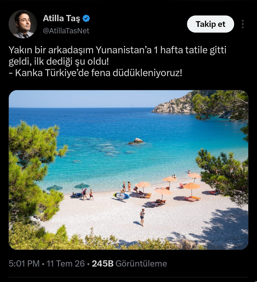 Atilla Taş'tan Yunanistan Tatili Sonrası Türkiye Ekonomisine Eleştiri: 'Fena Düdükleniyoruz!'