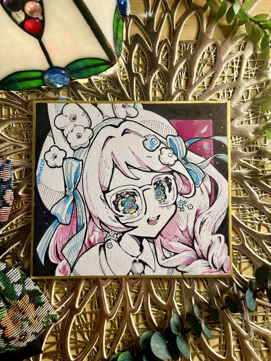 ✴︎ ご予約品 ✴︎　イラスト　色紙 なぎささま、 色紙に描かせていただきましたー！ どのお姿もかわゆすぎ