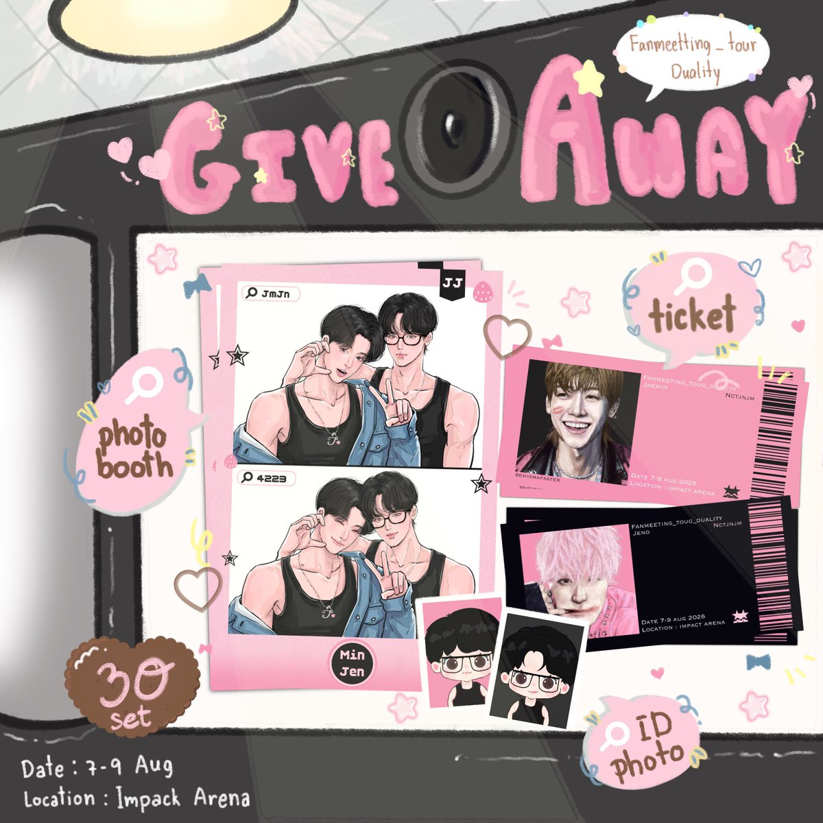enigmafaster's tweet photo. 𓊆ྀི pls kindly rt 𓊇ྀི

𝐠𝐢𝐯𝐞𝐚𝐰𝐚𝐲 🪷
jnjm fanmeeting duality in bkk

date: 7-9 aug 26
time: tba @/impact arena

𐙚 photo booth minno
𐙚 ticket Jaemin&amp;Jeno 
𐙚 id photo Jaemin&amp;Jeno

rt&amp;show this tw 🐈‍⬛ ྀི

#NCTJNJM_FANMEETING_TOUR
#NCTJNJM_FANMEETING_TOUR_DUALITY https://t.co/ybIBmDoyMl