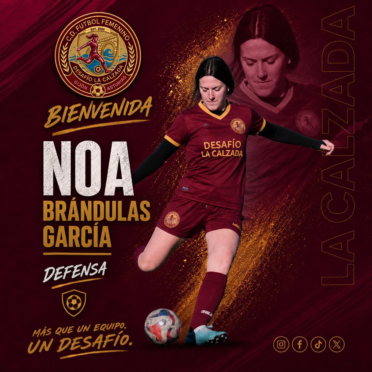 DesafioCalzada's tweet photo. 🔴🟡 Noa Brándulas García se incorpora al C.D. Desafío La Calzada.
Damos la bienvenida a Noa Brándulas García, lateral derecha que llega procedente del C.D. Rayo Gijonés para reforzar nuestra plantilla.
#cddesafiolacalzada #bienvenidanoa https://t.co/q4DcGhNpKg