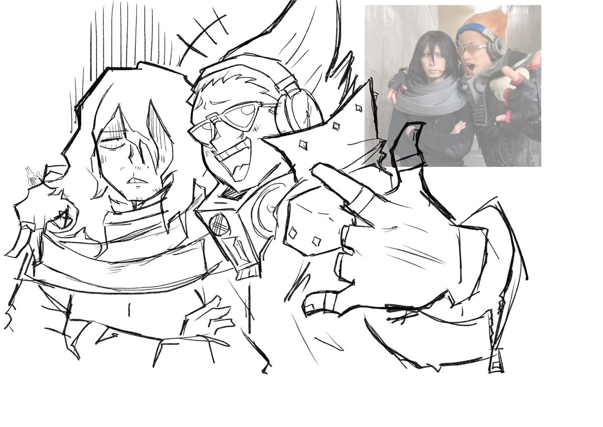 maribunni_'s tweet photo. ラフです…新しい描き方を試してみました。bnha stage playの描き直しです #erasermic/#マイ相 https://t.co/EGVlKs2kZu