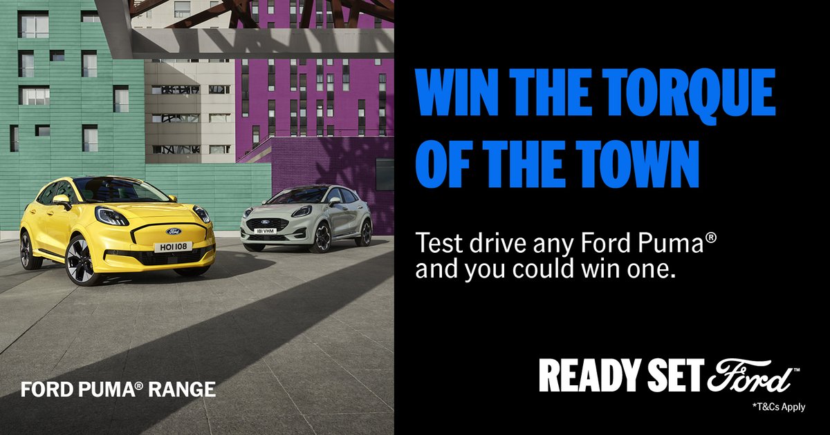 TrustFordUK's tweet photo. Want to be the Torque of the town in your very own Ford Puma? 🐾

Now's your chance! Take the Ford Puma or the All-Electric Puma Gen-E for a test drive, and you could WIN one! 

Book your test drive today 👉 https://t.co/yPqHMt1bhQ https://t.co/rMBVVcNrOb