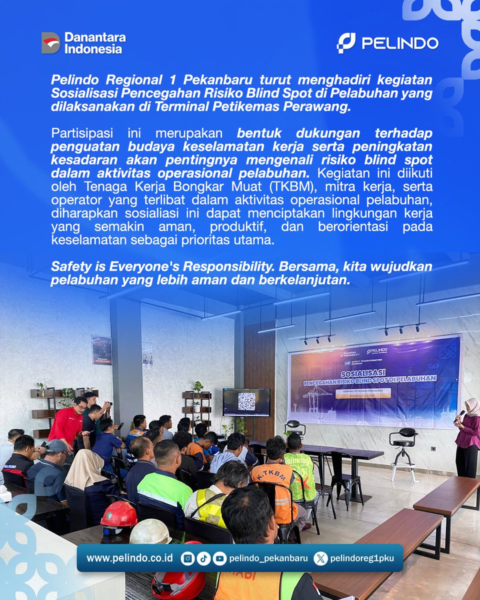 pelindoreg1pku's tweet photo. Hallo #Portizen, #PortCaptain...

Sebagai wujud komitmen zero accident, Pelindo Regional 1 Pekanbaru mendukung penuh kegiatan "Sosialisasi Pencegahan Risiko Blind Spot" di Terminal Petikemas Perawang. https://t.co/eVgq579fmi