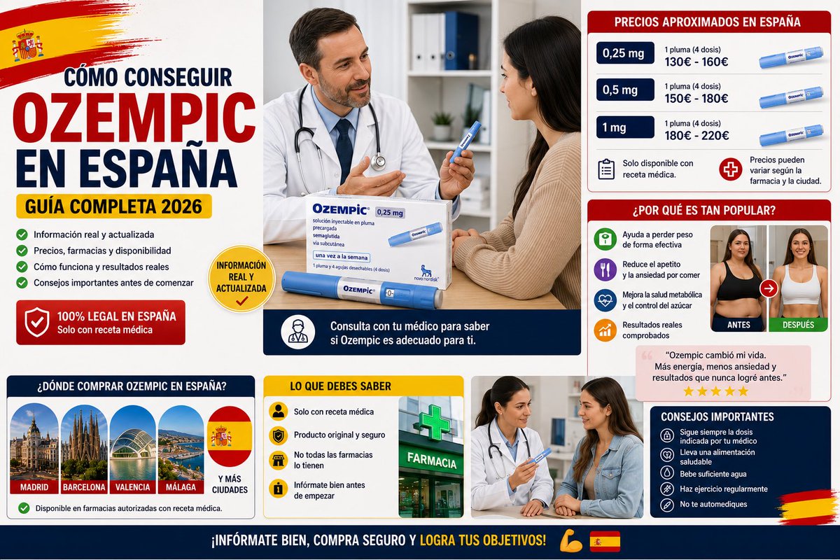 Comprar_Ozempic's tweet photo. Cómo se compra Ozempic en España 🇪🇸
Precios, farmacias y lo que nadie te cuenta.

#OzempicEspaña #PérdidaDePesoEspaña #Semaglutida #GLP1 #España https://t.co/QYBmSmdwSE