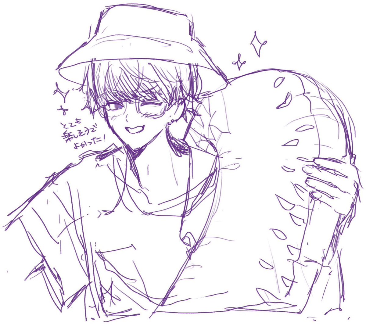 KK_nyam's tweet photo. #NEWSでお絵かき 🐈💜🍉🌞🌴🌺✨ https://t.co/eHzZQBEjZO