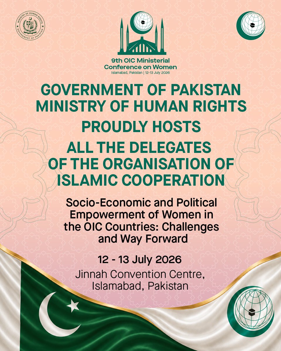 MaharSaab_'s tweet photo. Real progress is only possible when women are empowered to lead and contribute. Pakistan is proud to welcome delegates from across the Muslim world to Islamabad to turn these shared commitments into lasting action. 🇵🇰 #OICinPakistan2026
#9thOICWomen https://t.co/1mkZ6xDn90