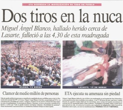 vctorst2's tweet photo. Un día como hoy de 1997 #ETA asesinó al concejal del @PPVasco @ppopular en @GobiernoErmua MIGUEL ÁNGEL BLANCO GARRIDO.
Falleció horas después en #SanSebastián después de que su cuerpo fuera encontrado cerca de #Lasarte.
Había sido secuestrado y torturado previamente.
#MEMORIA https://t.co/j4dbGzHy8x