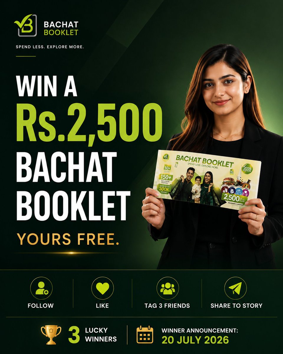 BachatBooklet's tweet photo. 🎉 WIN A Rs.2,500 BACHAT BOOKLET YOURS FREE!
What if one booklet could help you save on your favourite restaurants, cafés, shopping, fitness, beauty and more?
Now's your chance to own it  absolutely FREE
How to Enter
✅ Follow @BachatBooklet ❤️ Like this post 👥 Tag 3 friends https://t.co/fcBxOXorbs