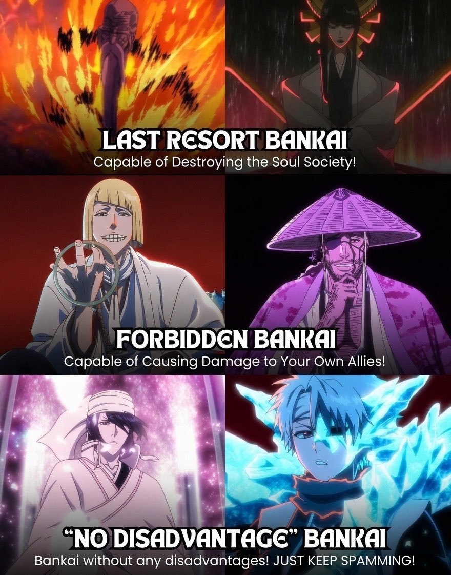 Retro_Bleach1's tweet photo. Bankai tier list in Bleach https://t.co/treUfSHGx4