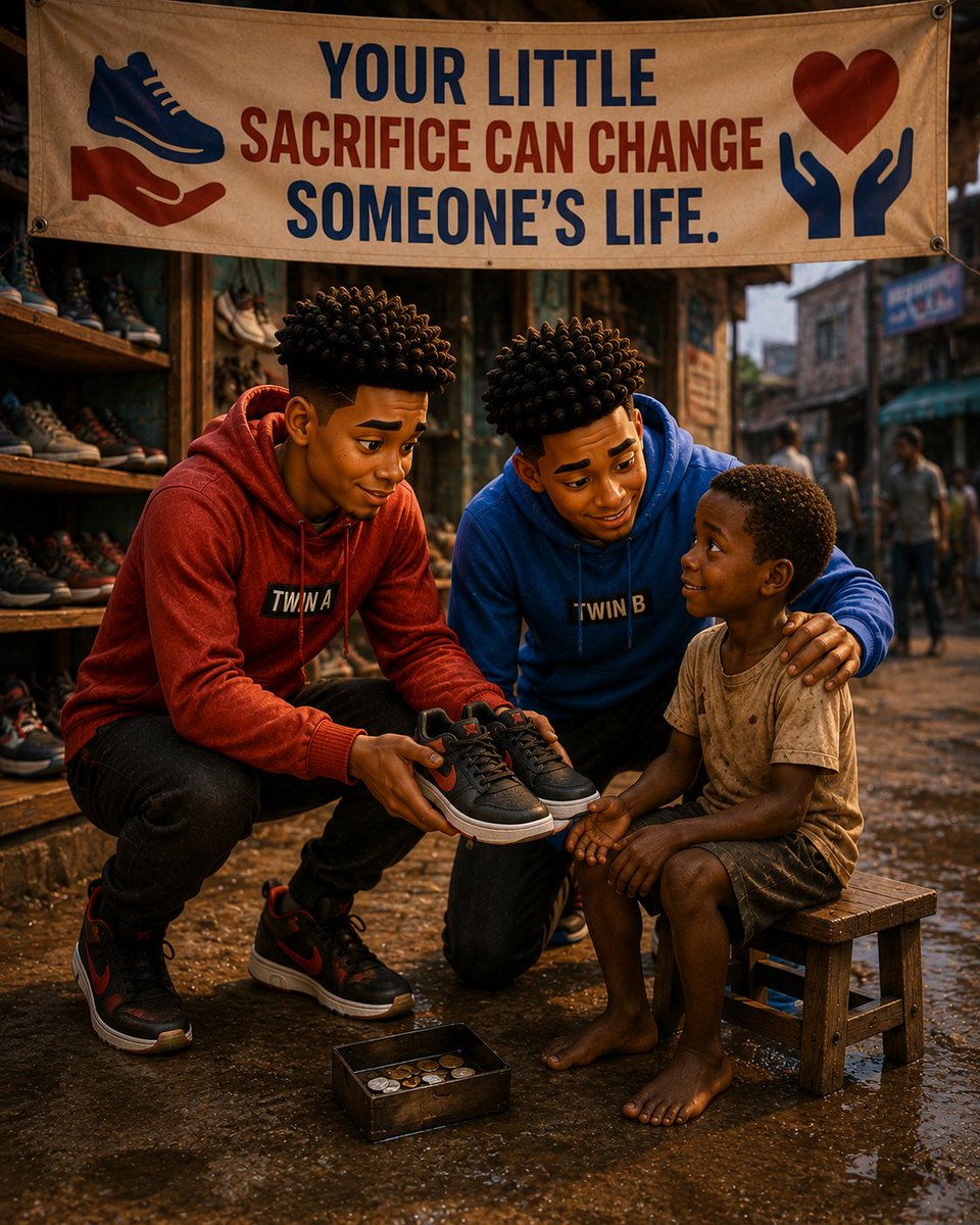 sunnexluk's tweet photo. "A small sacrifice from you could become someone's biggest blessing. Give when you can. ❤️👟🙏
#Kindness #GiveHope #Compassion #BeTheDifference #ChangeALife https://t.co/WqrFU6KQKr