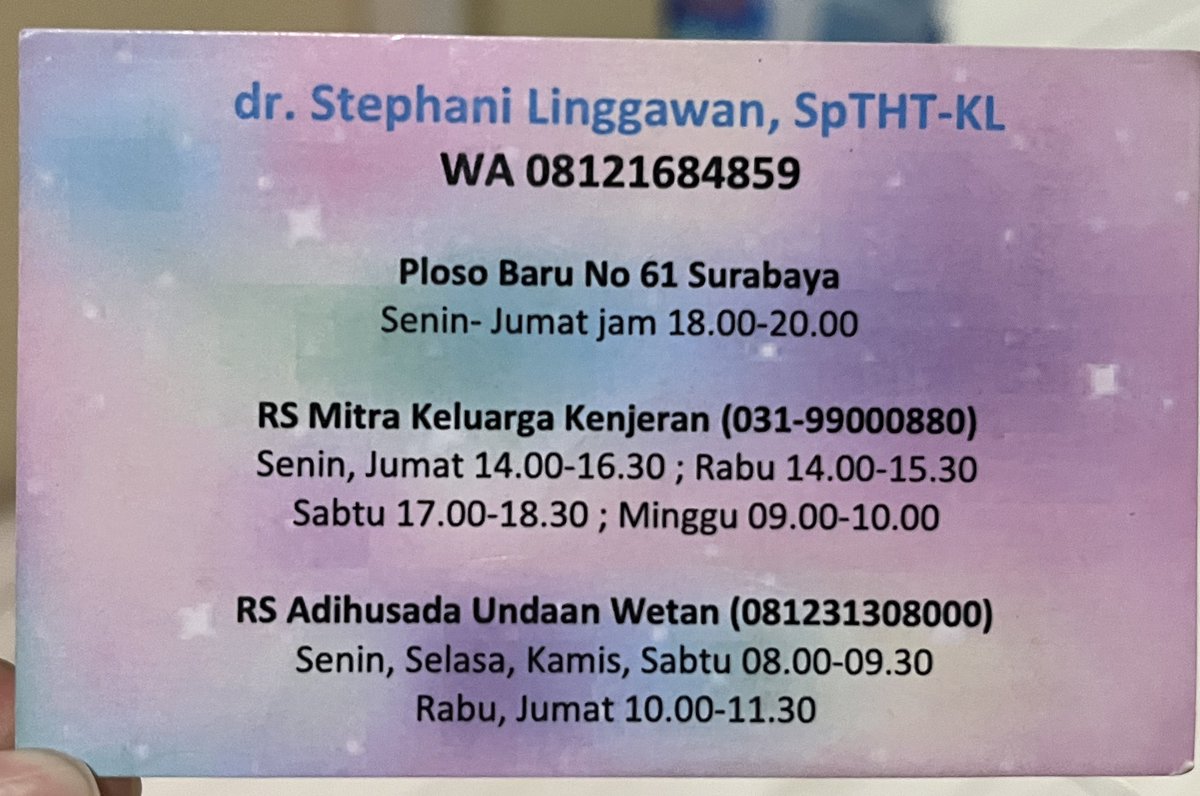 nadeverse_'s tweet photo. #doktertht #kesehatan
Emang random baget ya malem malem share info dokter THT ter bintang 5 di surabaya. Save dulu. Semoga sehat terus, tapi kalau suatu saat butuh THT, you’ll thank me later. 🫶 https://t.co/ytcdRpbvOD