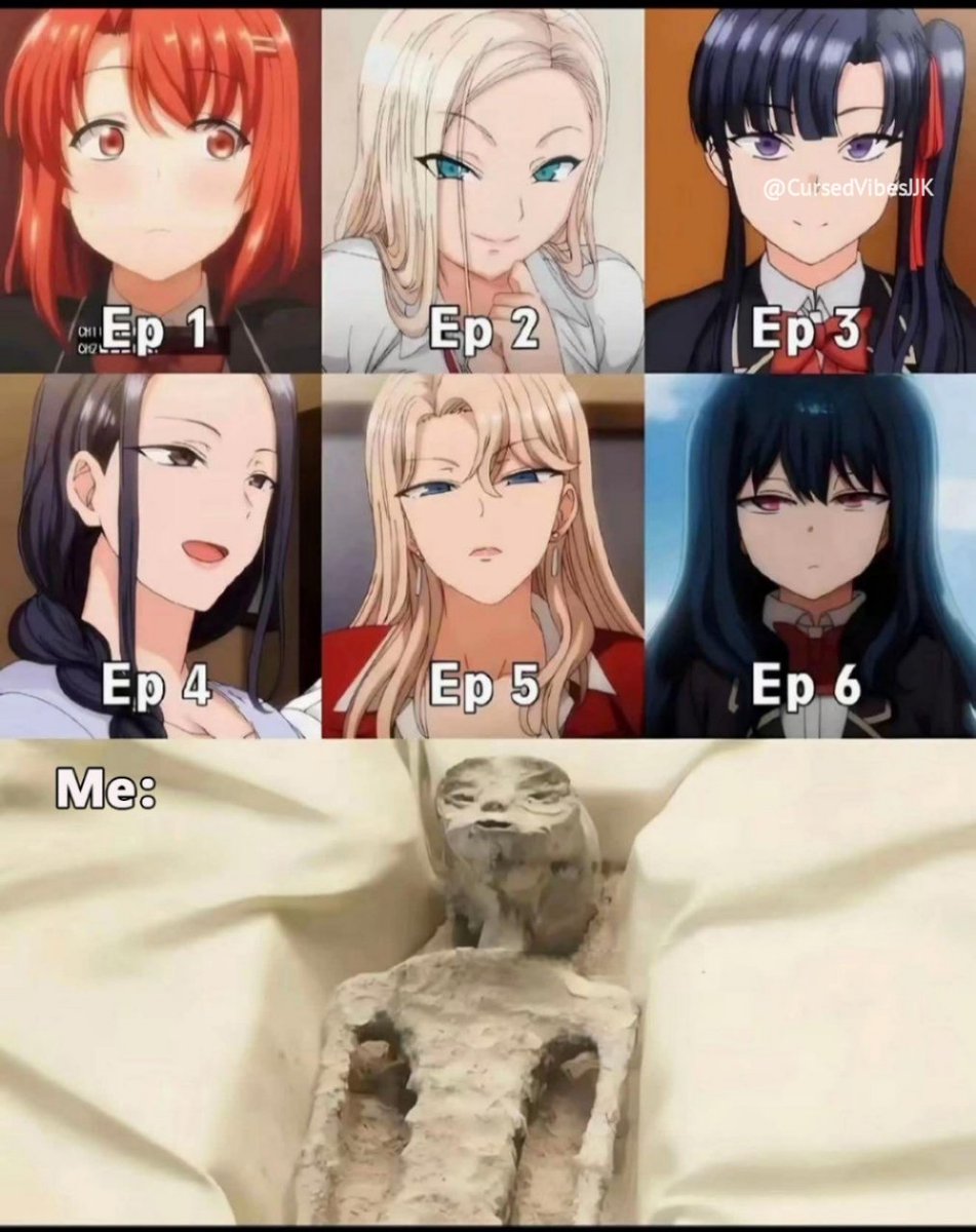 CursedVibesJJK's tweet photo. Episode 1: 'She's the one.' Episode 6: 'Wait... she's the one.' 😂 https://t.co/gBSjW7hVYD