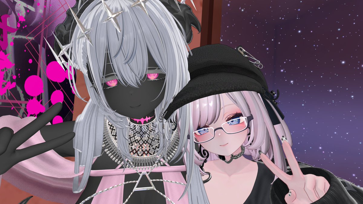 mod_vrc9821's tweet photo. 今日は21:30から『Sovereign's Secret Suite』様の特別営業であるイベント「Succubi Secret Suite」に参加してきました(´▽｀*)
まさかの応募が当選するという事でびっくり…！
担当して頂いたのは銀髪と黒肌とピンクの瞳が綺麗な「ちゃんとみ」様☺
また素敵な時間を過ごしに行きたい…！
#SSS_vrc https://t.co/eo7PlIiYUT
