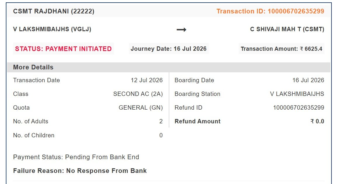 sonali_kaur's tweet photo. @IRCTCofficial I need help with ticket booking refunds. My Rs6700 is deducted but refund is showing 0. Where is my money? Help me with this. https://t.co/N1E43BqHXH
