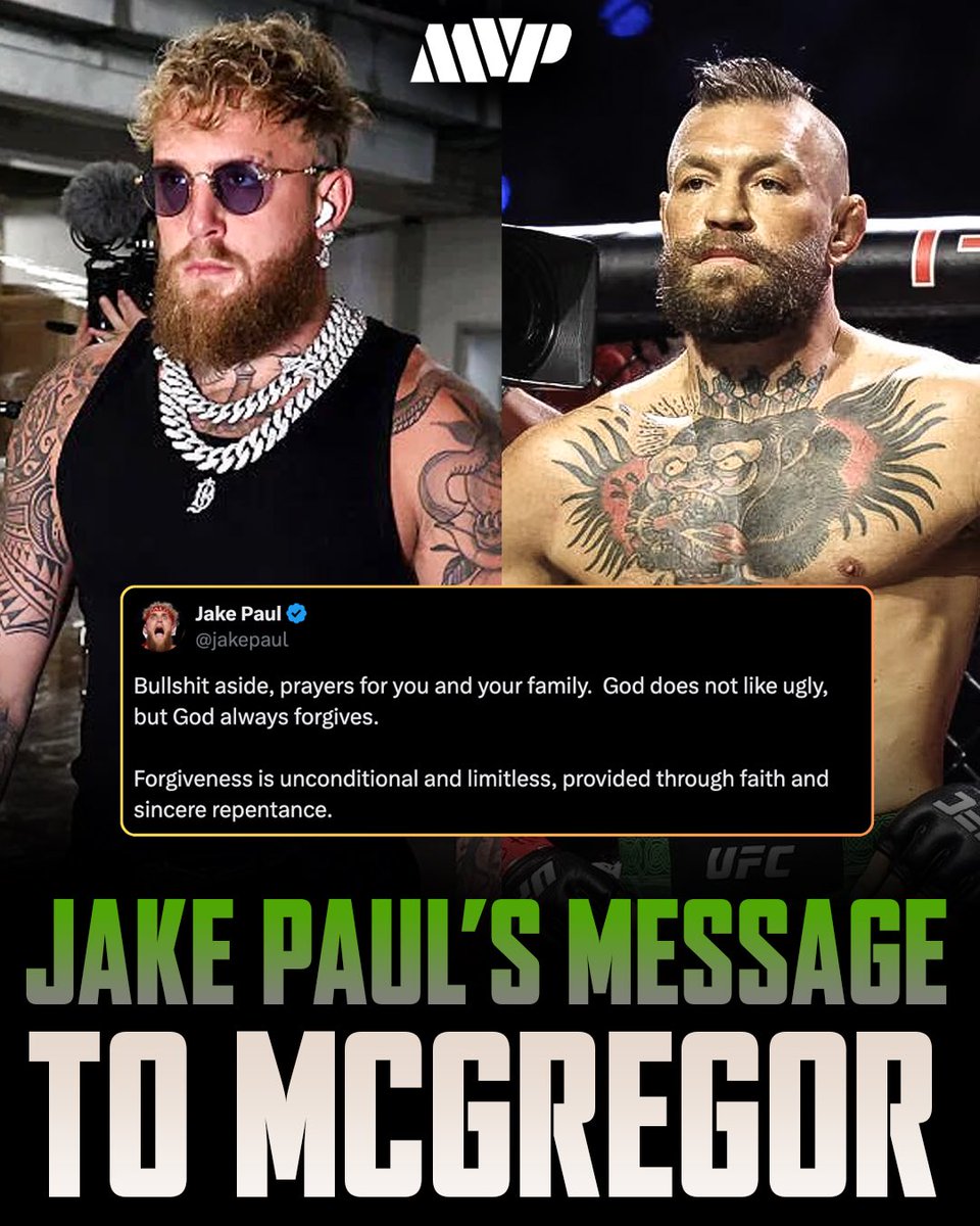 MostVpromotions's tweet photo. Jake Paul’s message to Conor McGregor after his injury during his fight with Max Holloway 🙏

#jakepaul #conormcgregor https://t.co/UMngxK51zE