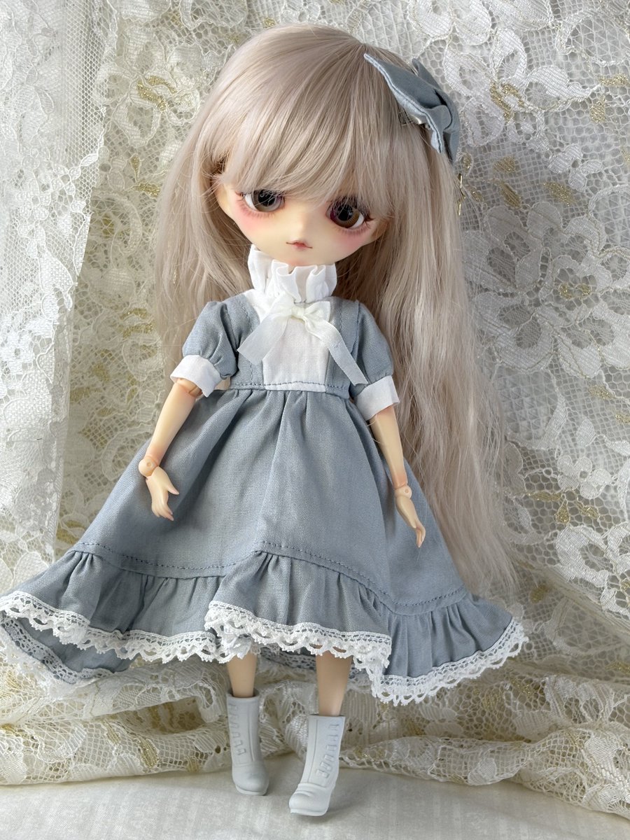 Create_Komahina's tweet photo. ちなみにお洋服はアンケートで決まったブルー、半袖、フィッシュテールの要素を入れました。販売しようと思ってましたけど、色々気になるところがあるからうちの子のお洋服に😂
でもかわいい！
#ハルモニアブルーム
#Harmoniabloom https://t.co/iAgd1Pqzp7