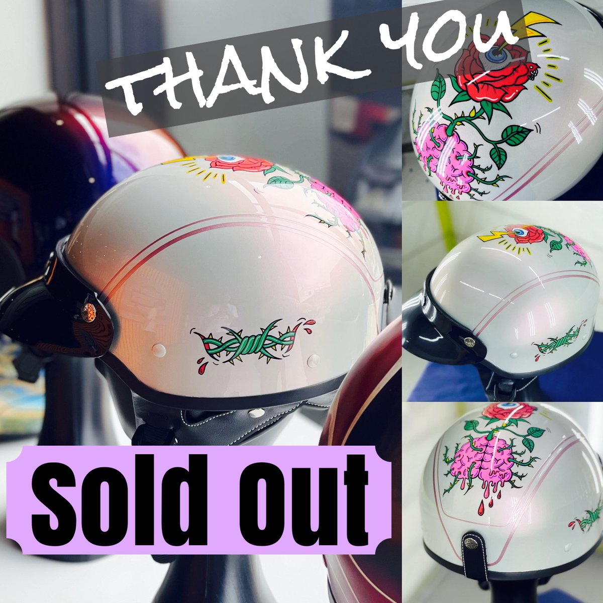 aohito4's tweet photo. ヘルメットご購入いただき、ありがとうございました✨
基本的には同じデザインの物を作る事は無いので、気に入ったものが見つかったら、早めにDMいただけると良いかなと思います👍
#ADHP #カスタムペイント #ヘルメットペイント #バイク塗装 https://t.co/OuOOXVFUbZ