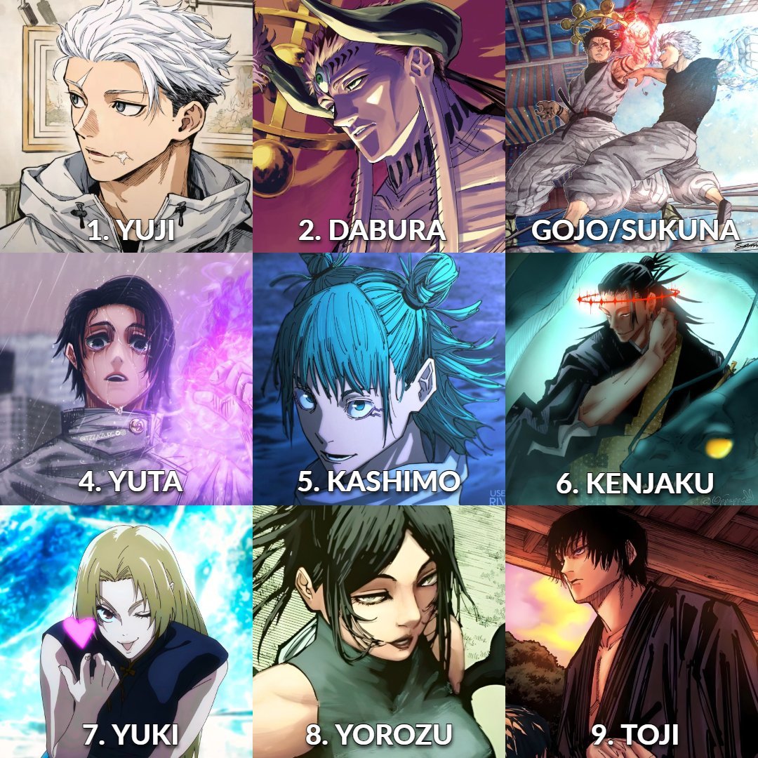 jjk_dose's tweet photo. Top 9 strongest characters in Jujutsu Kaisen and Modulo https://t.co/XYt54c2H7s