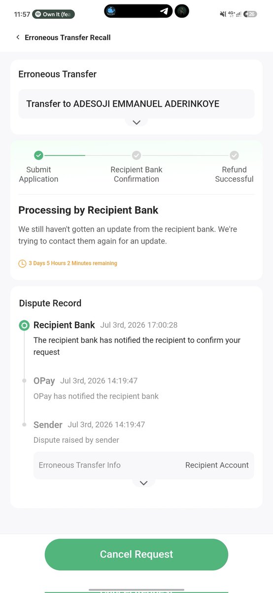Temscrypto's tweet photo. @Zed_onchained @OPay_NG Same issue I'm facing here. 

Since july 3rd. @OPay_NG
@OPaySupport 

I was given 5 days then later added another 6 days. 

Well I'm still waiting 3 days to go @OPay_NG @OPaySupport . https://t.co/RWV9sexgYJ