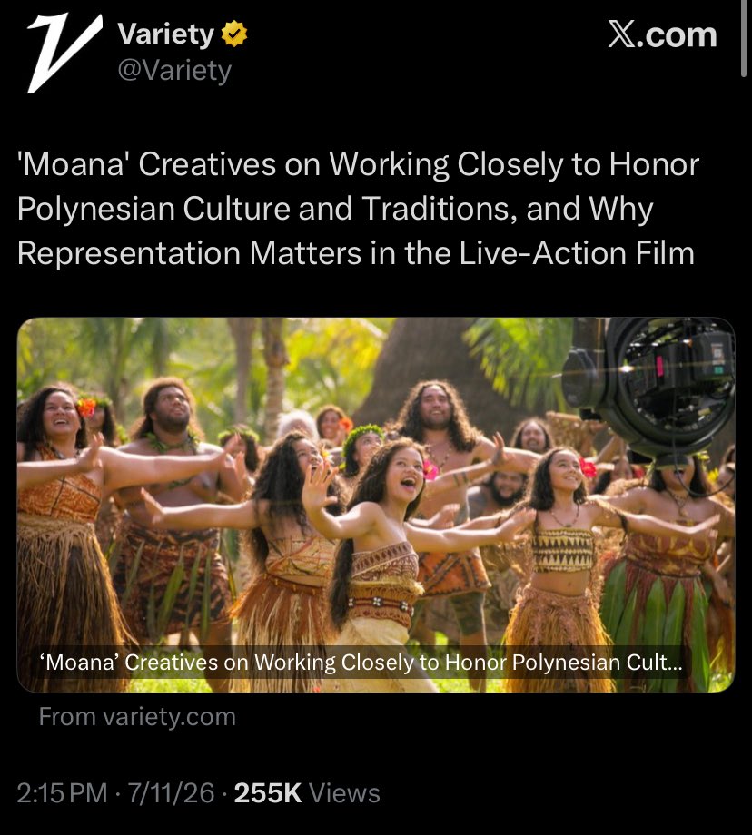 SeanDKnight's tweet photo. Why I don’t take mainstream media seriously.

Disney’s Moana and Christopher Nolan’s The Odyssey are two movies based on “myths” but only one movie must to honor the culture while the other doesn’t.

That one is “representative” and the other needed to inject representation. https://t.co/vYEJEa4wAP