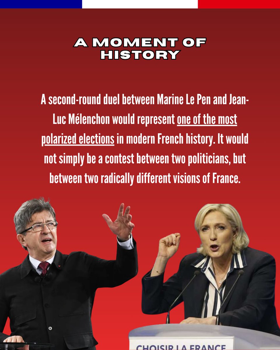 Willstez174709's tweet photo. Everything you need to understand the stakes of France's 2027 election🇫🇷
#politics #farright #leftwing #melenchon #marinelepen #frenchpolitics #JLM2027 https://t.co/Rxna93KKwn
