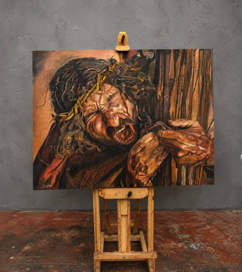 SebastianK5j's tweet photo. @Bible365_ This painting seeks to portray the Passion, the Agony, and the enduring Spirit of Christ—capturing not only His physical suffering but the immeasurable love, sacrifice, and strength that defined His journey to the cross.  
Titled: The passion https://t.co/TR01YP3gKT