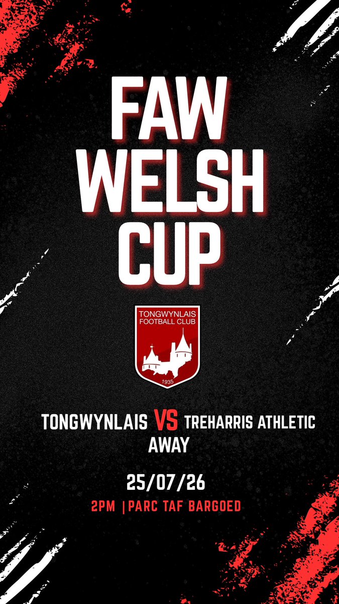 TongwynlaisFC's tweet photo. Our Season starts with an FAW Welsh Cup Draw 

Vs @TreharrisAthFC https://t.co/Z0k9R8bNvq
