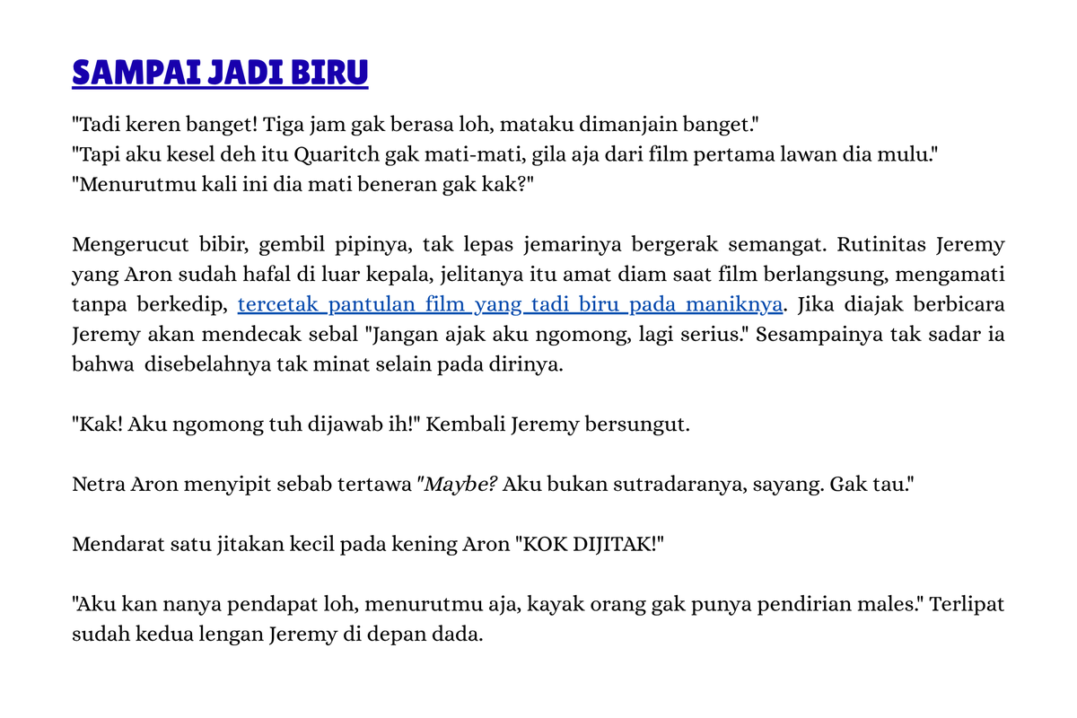 Karanaoir's tweet photo. #tones “Sampai jadi biru, sayangku. Sampai jadi biru.” https://t.co/sn9YUnxu7b