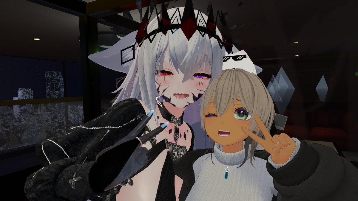 shiro_6345's tweet photo. 前々から気になっていた #barskeleton_VRC へ初めて遊びに行ってきました~!
雑談あり、掛け合いあり、隣の席でヨシヨシされていたりと騒がしくも楽しい時間でした!
また行こう・・・! https://t.co/XjaUVAshhE